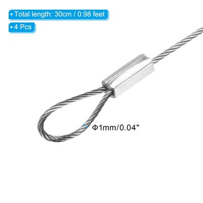 4Pcs Stage Lights Safety Cable 304 Stainless Steel Security Rope - Silver