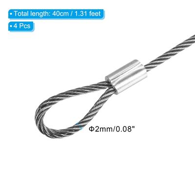 4Pcs Stage Lights Safety Cable 304 Stainless Steel Security Rope - Silver