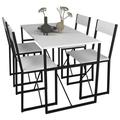 Vcm 5-Tlg. Holz Metall Essgruppe Küchentisch Esstisch Set Tischgruppe Tisch Stühle Insasi L (Farbe: Weiß)