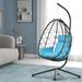 Indoor/Outdoor Egg Chair with Stand and Waterproof Cushion