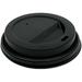 VeZee Disposable Plastic Travel Black Lid with Hinged Tab Lids for White Hot Cup suitable for hot cups sized 10 oz. 12 oz & 16 oz.|150CT