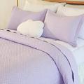 3 Piece Bedspread King Size,Classic Geometric Stitched Quilt Set,Soft Lightweight Microfiber Coverlet,Reversible Bed Cover Set with 2 Shams(King106 x92,Lavender)