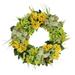 Primrue Queen Anne's Lace Polyvinyl Chloride (PVC) Wreath Traditional Faux in Green/White/Yellow | 22 H x 22 W x 7 D in | Wayfair