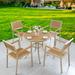 Hokku Designs Aislah Round 4 - Person 31.49" Long Aluminum Outdoor Dining Set Wood/Plastic/Metal/Wicker/Rattan in Brown | 31.49 W x 31.49 D in | Wayfair