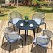 Bayou Breeze Alemanno Round 4 - Person 35.4" Long Outdoor Dining Set w/ Cushions Metal in Black | 35.4 W x 35.4 D in | Wayfair