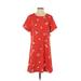 Old Navy Casual Dress - Shift Crew Neck Short sleeves: Orange Floral Dresses - Women's Size Medium