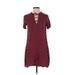 Old Navy Casual Dress - Shift Plunge Short sleeves: Burgundy Dresses - Women's Size X-Small