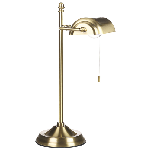 Tischlampe Gold Metallsockel Glasschirm Verstellbarer Lichtschalter Retro Stil, Büroleuchte