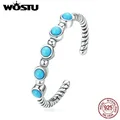 WOSTU-Bague ouverte turquoise en argent regardé 100% pour femme œil de démon bague réglable