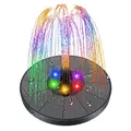 Fontaine solaire à lumière LED colorée pompe de piscine avec 6 buses fontaine flottante solaire