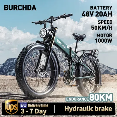 BURCHDA-Vélo de Montagne Électrique Pliable R5PRO pour Adultes Vélo Fatbike au Lithium Moto 48V