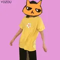 YOZOU – t-shirt jaune à manches courtes pour femme estival et Chic en coton avec motif Floral