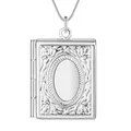 40-75cm 925 Ovale en Argent Sterling coeur Rond Photo Cadre ouvert Pendentif Collier Chaîne de