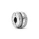 Pandora Sparkling Pavé Lines & Logo Clip Charm - Silicone / Sterling Silver / Clear