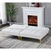 Elegant Teddy Fabric Folding Sleeper Sofa Modern Loveseat Accent Sofa,White