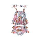 Bagilaanoe Toddler Baby Girls Swimsuits 2 Piece Bikinis Set Floral Print Sleeveless Camisole Tops + Shorts 6M 12M 18M 24M 3T Kids Swimwear Bathing Suit Beachwear