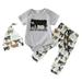 Rovga Boys 2 Piece Outfit Short Sleeve Romper Bodysuit Cartoon Cow Prints Pants Hat Outfits Boy Outfits