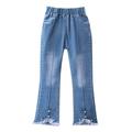 Baby Deals Spring Savings!2-13 Years Girls Flare Jeans Girls Baggy Wide Leg Jeans Fashion Cute Sweet Boe Trousers Jeans Girls Bell Bottom Jeans Clearance Bootcut Jeans for Girls