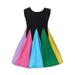 Baby Deals!Toddler Girl Clothes Clearance Winter Savings Clearance!2023!18M-5Years Girls Toddler Kids Baby Girls Fashion Cute Sleeveless Sweet Rainbow Stitching Ruffle Dress