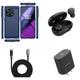 BD Combo Bundle Case for OnePlus 11 5G Case - (Dark Navy Blue) Slim TPU Flexible Carbon Fiber Armor Case with Wireless Earbuds UL Listed USB-C PD Wall Charger Digital Display USB-C to USB-C Cable