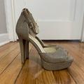 Jessica Simpson Shoes | Jessica Simpson Gold Glitter Peep Toe Platform Sandals | Color: Gold | Size: 8.5