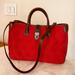 Dooney & Bourke Bags | Dooney And Bourke Red Crest Donegal Tote Satchel Or Shoulderbag + Cosmetic Bag | Color: Brown/Red | Size: 14.5" W X 10" T Depth 6"