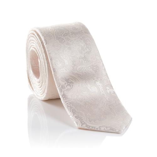 „Krawatte MONTI „“LELIO““ beige (champagner) Damen Krawatten Gürtel Krawatte aus reiner Seide, Paisley-Muster“