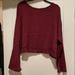 Free People Tops | Free People Maroon Cropped, Tie Back L, Bell Sleeve Cropped Blouse | Color: Purple/Red | Size: M