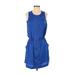 Banana Republic Casual Dress Crew Neck Sleeveless: Blue Print Dresses - Women's Size 0