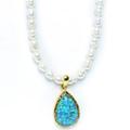 Women's Blue / White / Gold Cherish Pearl Necklace -Blue,Green Eunoia Jewels