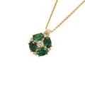 Women's White / Green / Gold Pristi Gold Necklace Emeralds & Diamonds Juvetti
