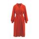 Women's Coral Red Dress With Pleats Small Bluzat