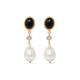 Women's Black / Rose Gold Onyx, Pink Quartz & Pearl Rose Gold Drop Earrings Vintouch Italy