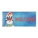 The Holiday Aisle® Elli-Mai Christmas Snowman Textured Sassafras Switch 22" x 10" Non-Slip Outdoor Door Mat in Blue | Wayfair