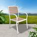 Wildon Home® Durr Stacking Patio Dining Armchair Wood/Metal in White | 35 H x 22 W x 22.8 D in | Wayfair 393ABD34320741B38CBC524C906F365E