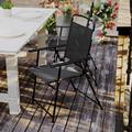 Arlmont & Co. Clarajane All-Weather Folding PVC-coated Polyester Patio Sling Chairs w/ Armrests Sling in Black | Wayfair