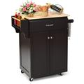 2-Door Kitchen Trolley Cart with Drawer and Spice Rack