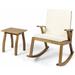 Afuera Living Outdoor Acacia Wood Rocking Chair & Side Table Teak/Cream