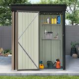 Outdoor Storage Shed 5FT x 3FT L Storage Shed Metal Lean-to Garden Shed with Adjustable Shelf and Lockable Door Garden Tools Bike Shed Outside Sheds for Backyard Garden Patio Lawn Brown