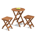 MoNiBloom Wood Patio Coffee Table and Stools Set for Backyard Balcony 3 Pieces Foldable Dining Desk and Chairs Brown