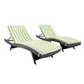 Afuera Living Outdoor Wicker Chaise Lounge in Gray and Green (Set of 2)