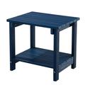 Adirondack Side Table Double Outdoor Plastic Side Table Poly Lumber End Table Weather Resistant for Indoor Patio Pool Porch Backyard Blue