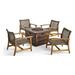 Afuera Living Modern / Contemporary Outdoor 4 Pc Club Chair Set w/ Fire Pit Gray