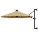 Anself Wall Mounted Parasol with LEDs and Metal Pole Garden Folding Umbrella Taupe for Backyard Terrace Poolside Lawn Outdoor Furniture 118.1 x 51.6 Inches (Diameter x H)