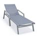 LeisureMod Marlin Modern Outdoor Chaise Lounge Arm Chair with Grey Powder Coated Aluminum Frame for Patio and Backyard Garden (Dark Grey)