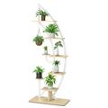 Costway 6 Tier Potted Metal Plant Stand Rack Curved Stand Holder Display Shelf with Hook White