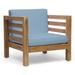 Afuera Living Outdoor Acacia Wood Club Chair in Teak and Blue (Set of 2)