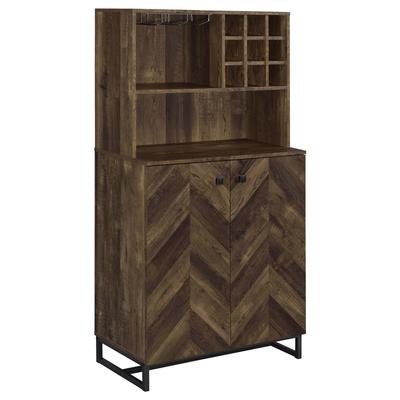 Mendoza Rustic Oak 2-door Home Bar Cabinet Wine Storage