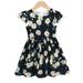 Girls And Toddlers Dresses Sleeveless A Line Short Dress Floral Print Black 130