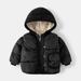 Toddler Boys Winter Long Sleeve Thicken Solid Colour Warm Vest With Coat Jacket Outwear 9PCS Outfits Clothes Set Black